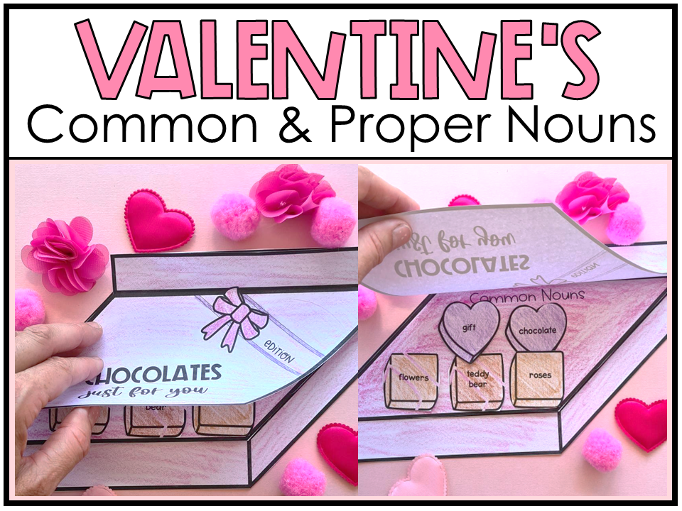 Valentine's Chocolate Box Common and Proper Nouns Craft Activity