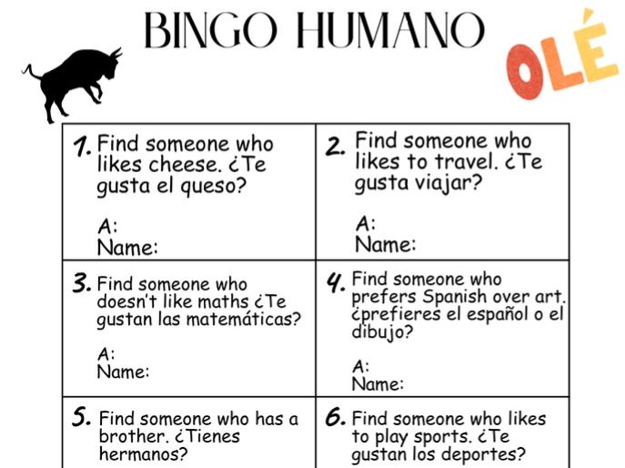 GCSE Question Bingo walkabout
