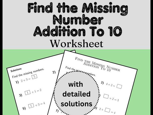 Find the Missing Number Addition To 10 Worksheet (with solutions)