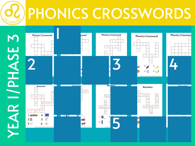 Phase 3 Phonics Crosswords Teaching Resources
