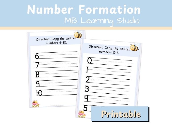 Insect Number Formation Worksheets 1–10 Early Maths Practice