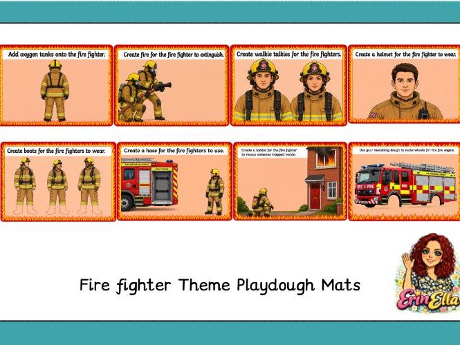 Fire fighter playdough mats