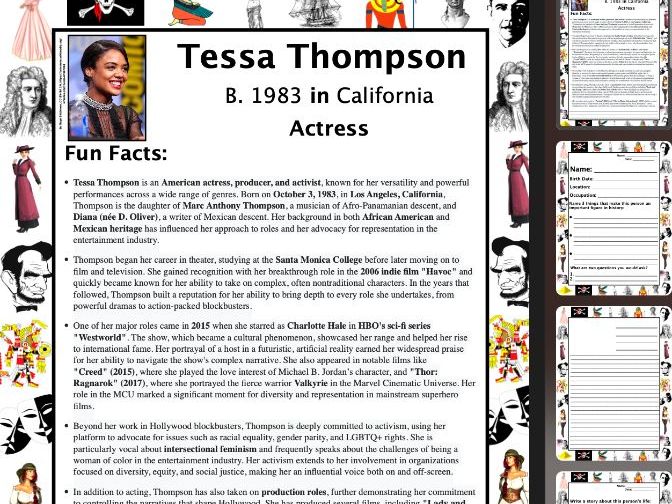 Tessa Thompson PACKET & ACTIVITIES, Important Historical Figures Series