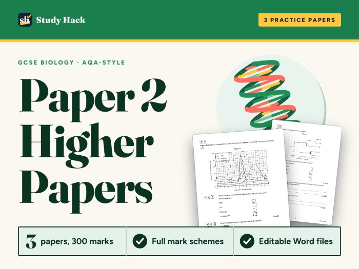 GCSE Biology Paper 2 Higher: 3 Full Practice Papers with Mark Schemes (AQA-style)