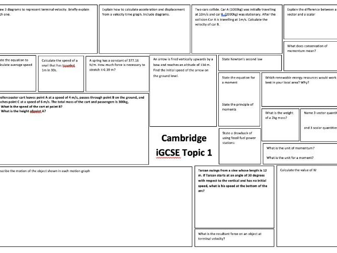 Topic 1 Cambridge Revision Broadsheets iGCSE Physics