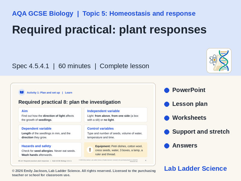B5-18 Plant Responses Practical: AQA GCSE Biology