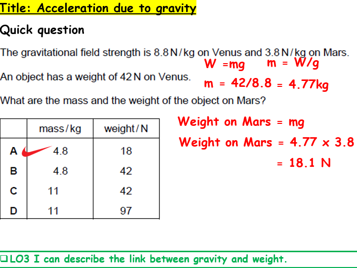Gravitational Acceleration for IGCSE Physics 0625 CIE Unit 1