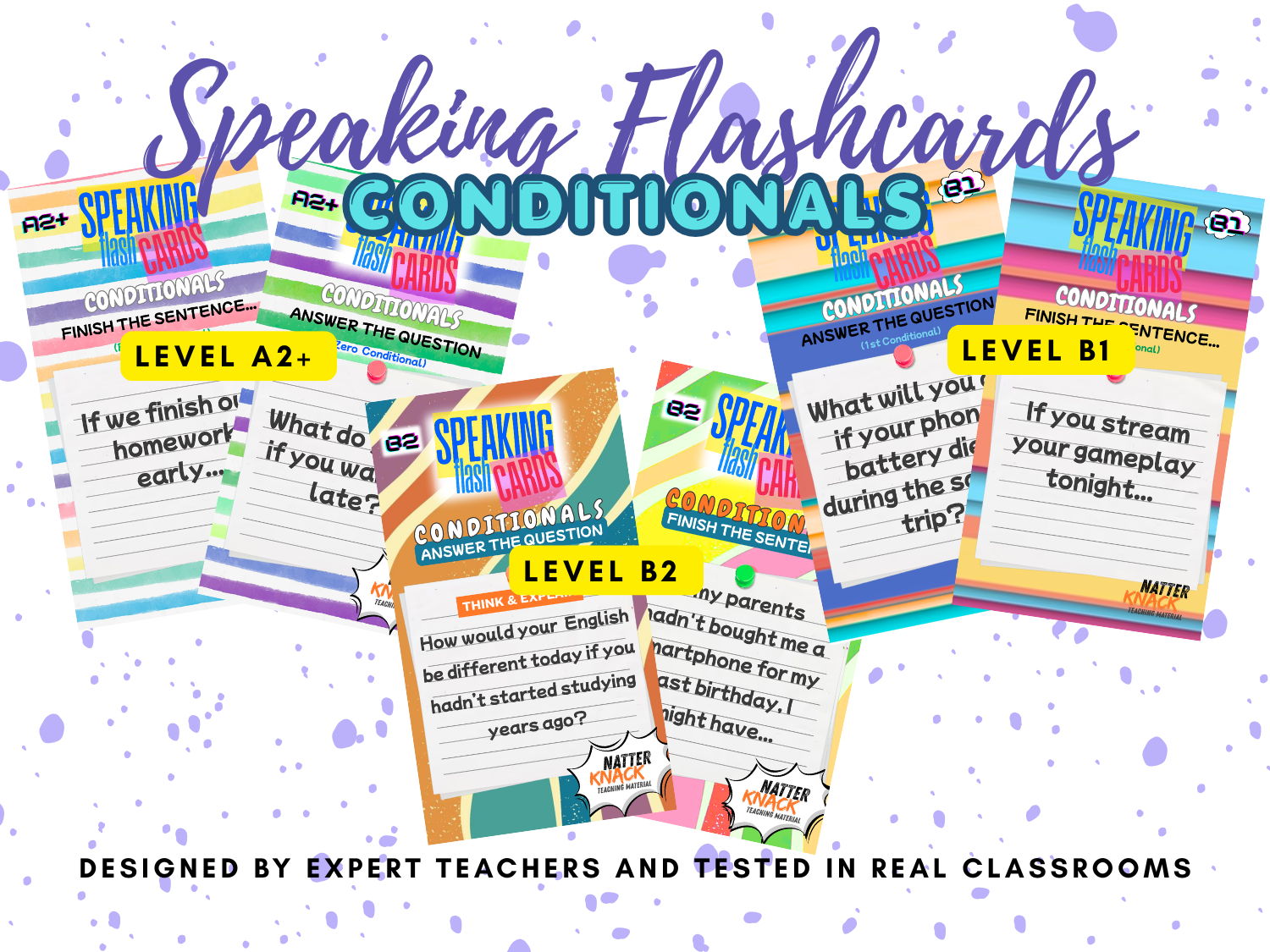 The Ultimate English Conditionals Speaking Flashcards Mega Bundle (Levels A2+, B1, B2) | 6 Complete Sets (180+ Premium Cards)