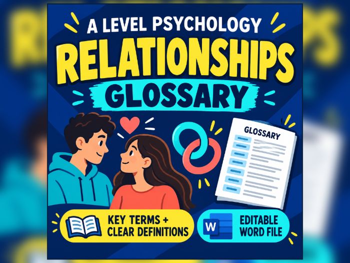 AQA A-Level Psychology Relationships Glossary | Key Terms & Definitions | Editable Revision Resource