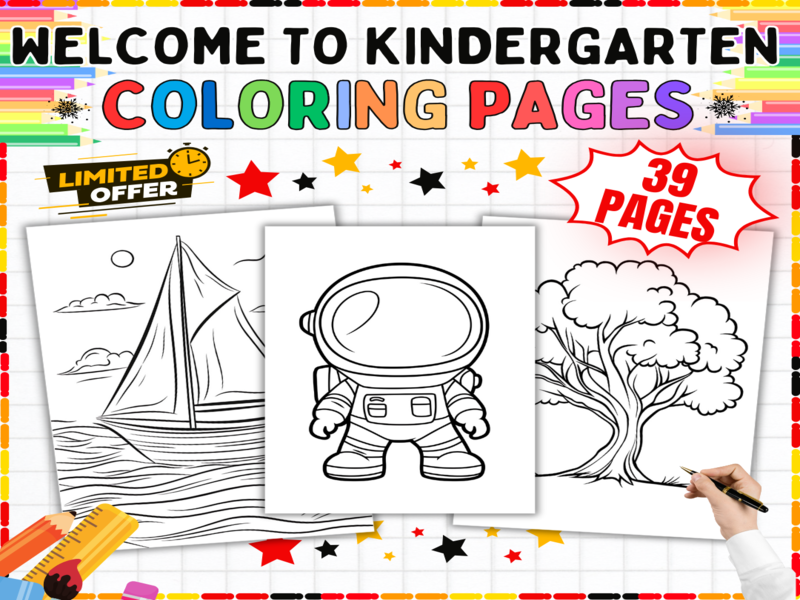 Welcome to Kindergarten Colouring Pages | 39 First Day of School Printable Sheets - Back to School