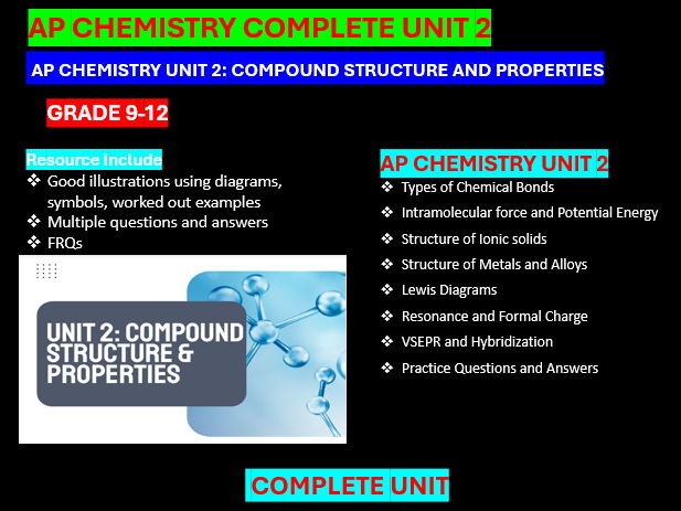 AP Chemistry Unit 2: Compound Structure and Properties Complete Unit