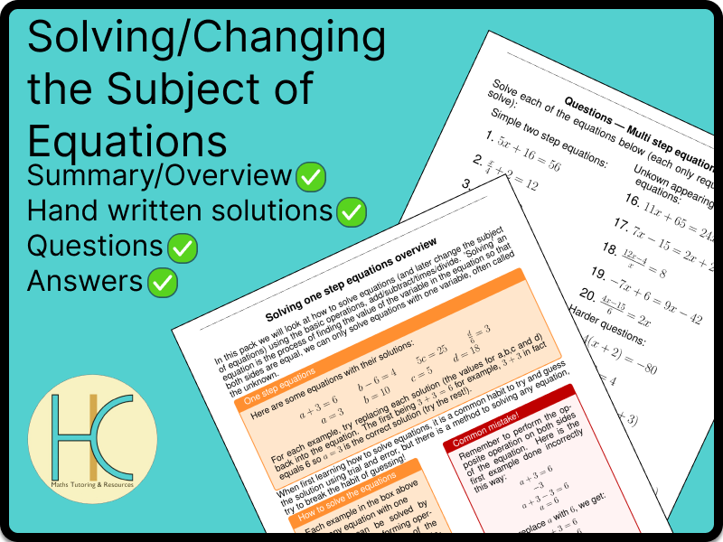Solving/Changing subject Questions, Worked examples, Overview