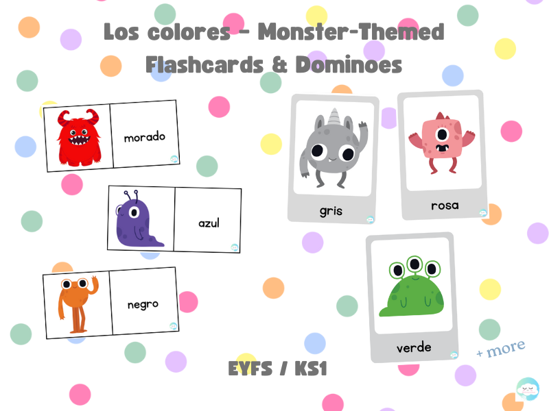 Los colores  – Monster-Themed Flashcards & Dominoes (EYFS / KS1)