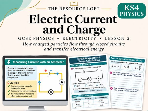 KS4 Physics | Electric Current and Charge | PowerPoint & Differentiated Worksheets | AQA GCSE