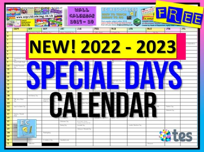 Special Days Calendar Teaching Resources Special Days Calendar Teaching Resources