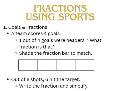 KS2 Sports‑Themed Bundle: Fractions, Decimals & Percentages Worksheets