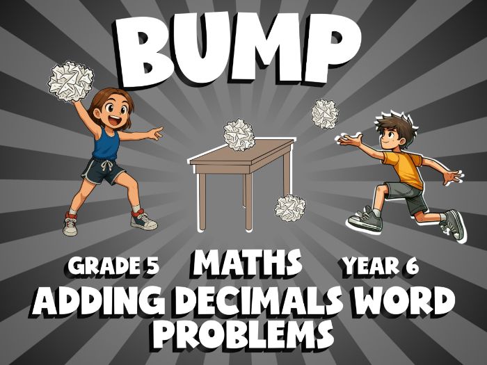 Adding Decimals Word Problems BUMP Maths Game | No-Prep Year 6 Review Activity