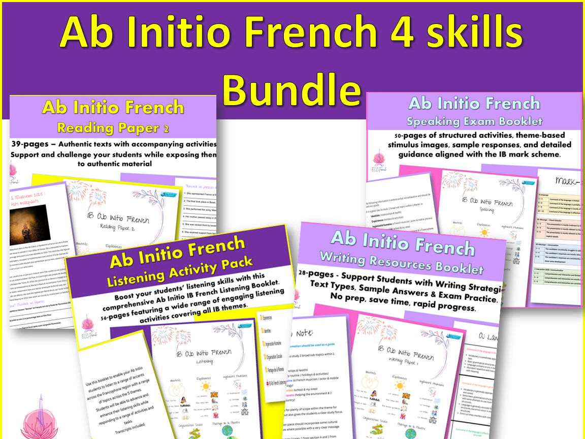 IB Ab Initio French Writing, Reading, Speaking & Listening resources