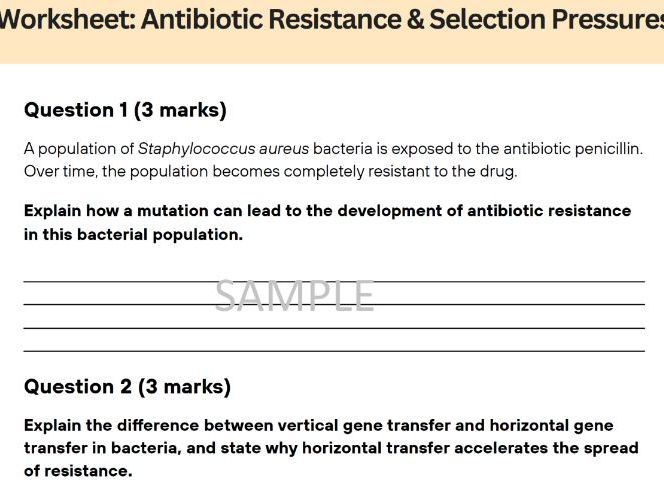 Antibiotic Resistance & Selection Pressures: Advanced Biology Pack