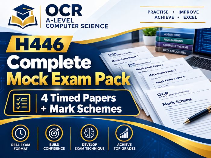 OCR A-Level Computer Science H446 | Complete Mock Exam Pack | 4 Timed Papers + Mark Schemes