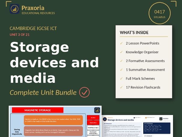 IGCSE ICT (0417) Topic 3- Storage devices and Media Pack