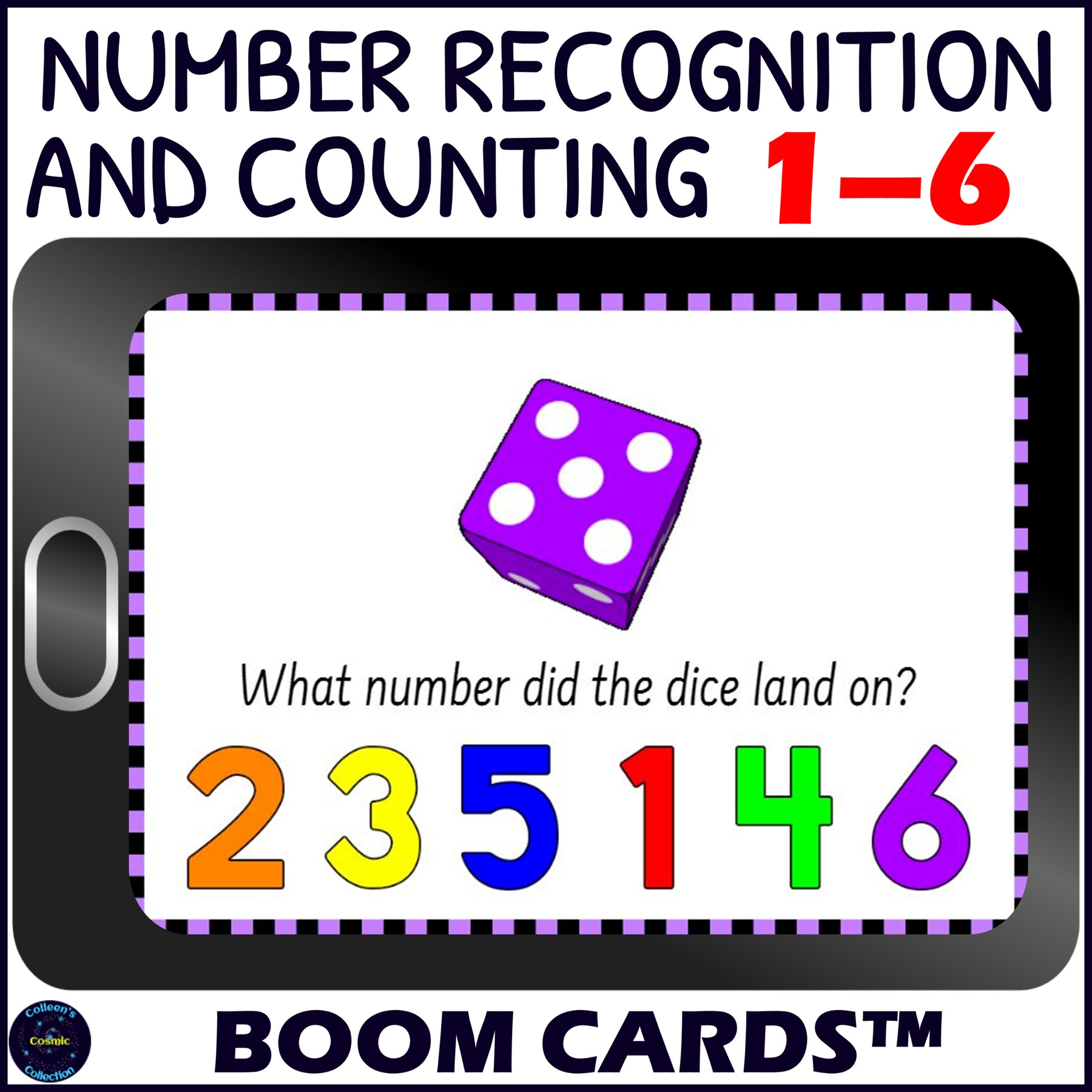 Number Recognition and Counting Activity with Dice 16 Digital