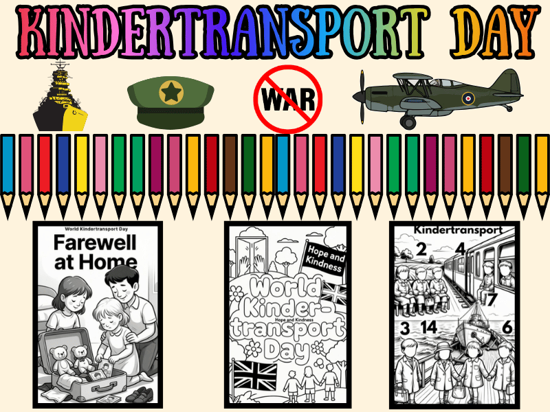 Kindertransport Day Coloring Pages | December 2nd World War II History NO PREP