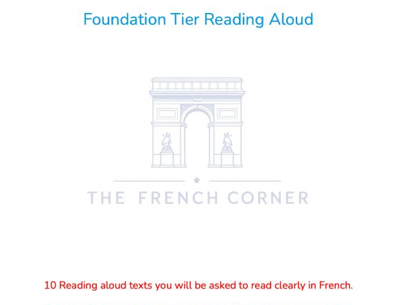 2026 AQA GCSE French Speaking Foundation Tier Reading Aloud