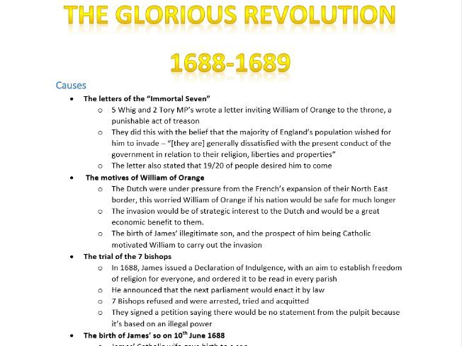 The Glorious Revolution - OVERVIEW