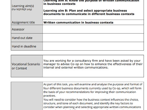 Assignment Brief and Guide U10 A,B,C BTEC L2