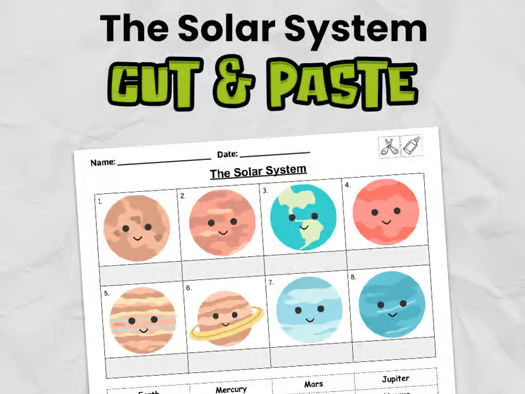 Solar System Cut and Paste Activity | Planets Science Worksheet for Elementary