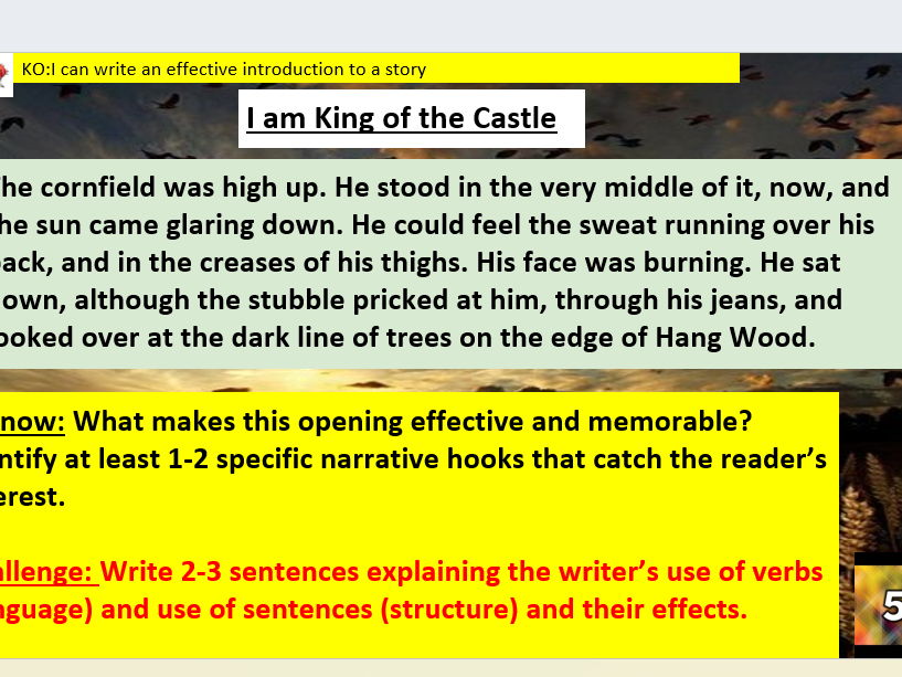 ‘I Am the King of the Castle’ Extract Lesson | Full Reading Analysis + Creative Writing (KS3/KS4)