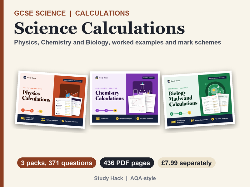 GCSE Science Calculations: Physics, Chemistry and Biology, 371 Questions (AQA-style)