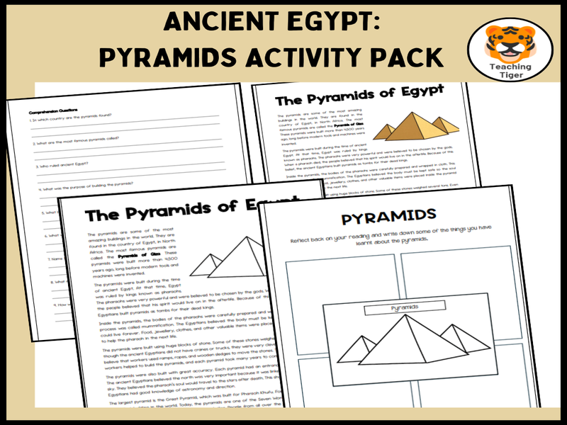Ancient Egyptian Pyramids Worksheets | Reading, Comprehension & Reflection Activities