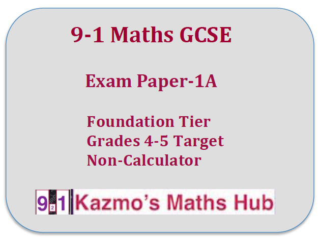 9-1 Maths GCSE  Exam Paper -1A