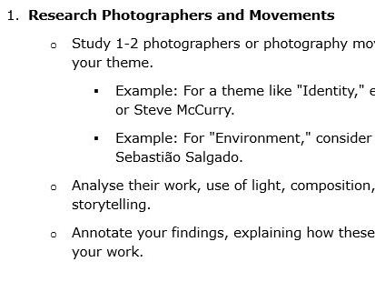 GCSE Photography Externally Set Task