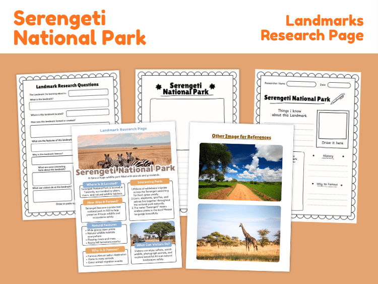 Serengeti National Park Research Project | Landmark & Geography Worksheets