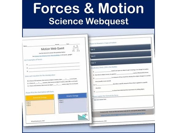 Forces and Motion Webquest | Editable Digital Science Activity