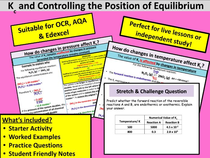 Controlling The Position of Equilibrium (Kc)