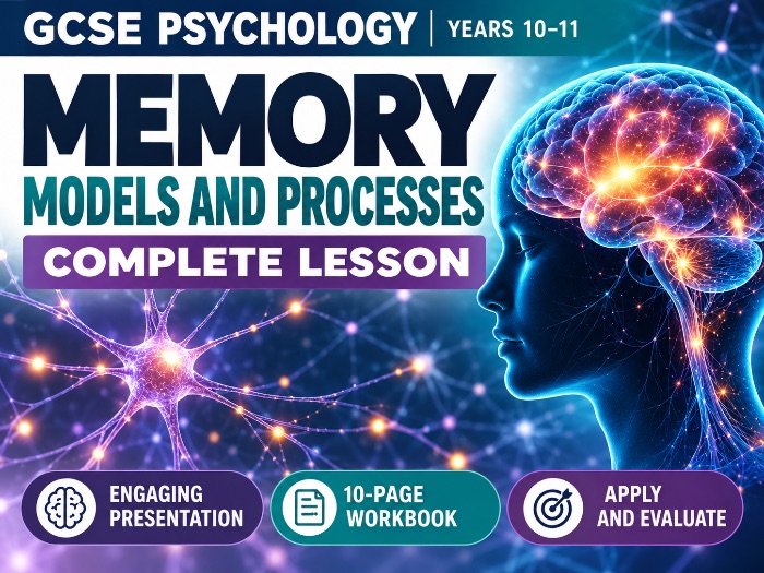 GCSE Psychology Memory Models and Processes Lesson Pack 18 slide powerpoint and workbook