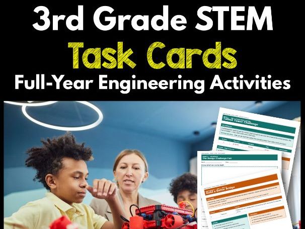3rd Grade STEM Task Cards | Full-Year Engineering Activities