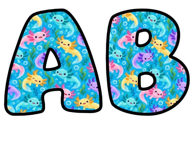 Pastel Axolotls Bubble Letters | Under the Sea Bulletin Board Letters | Classroom Display Pack