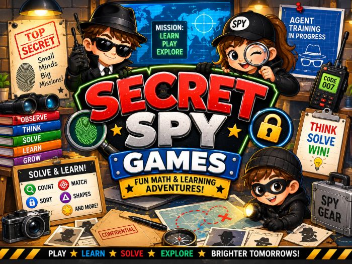Secret Spy Math Games & Centers | Numbers 1–20, Counting & Shapes | Preschool–1st Grade