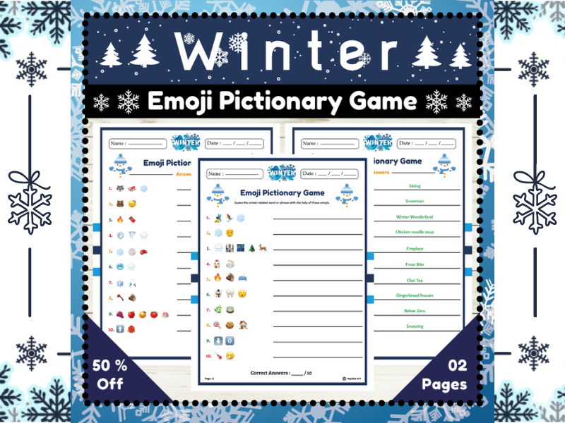 Winter Emoji Pictionary Game : Guessing Game with Emoji Magic!