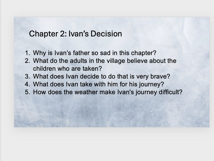 The Ice Palace Comprehension