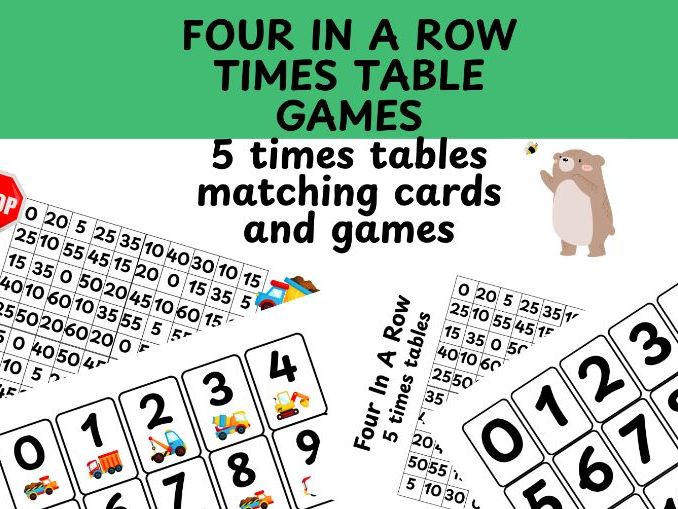 Four in a row multiplication game 5 times table