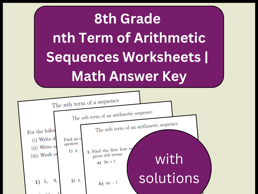8th Grade nth Term of Arithmetic Sequences Worksheets | Math Answer Key
