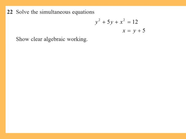 Simultaneous Equations (Non-Linear) | IGCSE Modular | Higher | 4WM2 Unit 2 | Maths