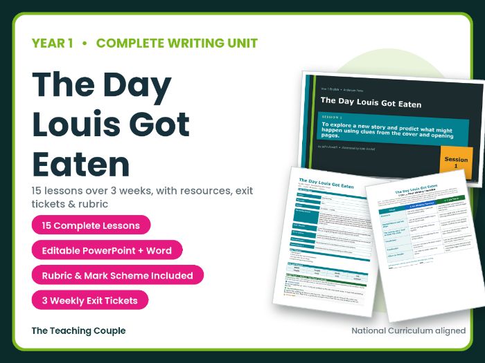 The Day Louis Got Eaten | Year 1 English Unit | 15 Complete Lessons + Resources + Mark Scheme