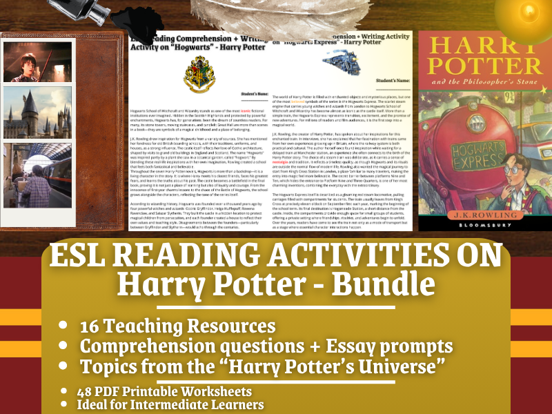 ESL Reading Comprehension + Essay - Harry Potter's World - Bundle